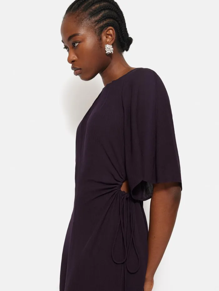 Jigsaw Textured Asymmetric Dress Purple Women Dresses and Jumpsuits