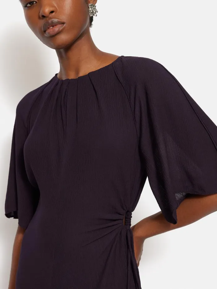Jigsaw Textured Asymmetric Dress Purple Women Dresses and Jumpsuits