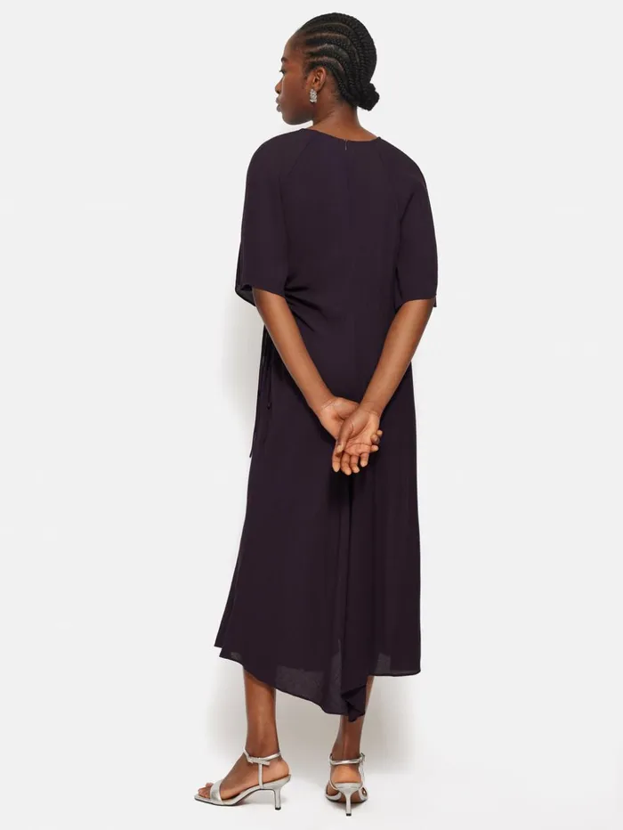 Jigsaw Textured Asymmetric Dress Purple Women Dresses and Jumpsuits