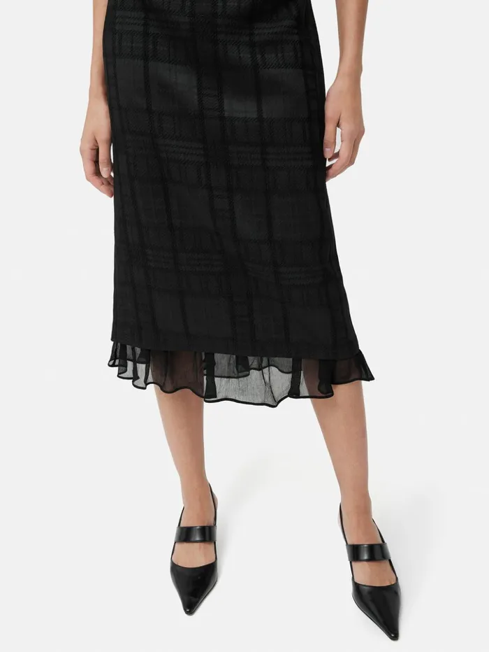 Jigsaw Textured Check Midi Dress Black Women Dresses and Jumpsuits