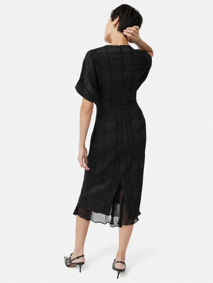 Jigsaw Textured Check Midi Dress Black Women Dresses and Jumpsuits