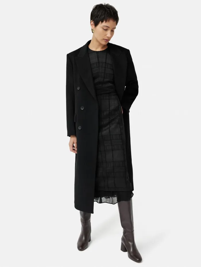 Jigsaw Textured Check Midi Dress Black Women Dresses and Jumpsuits