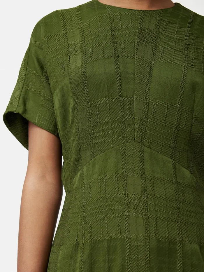 Jigsaw Textured Check Midi Dress Green Women Dresses and Jumpsuits