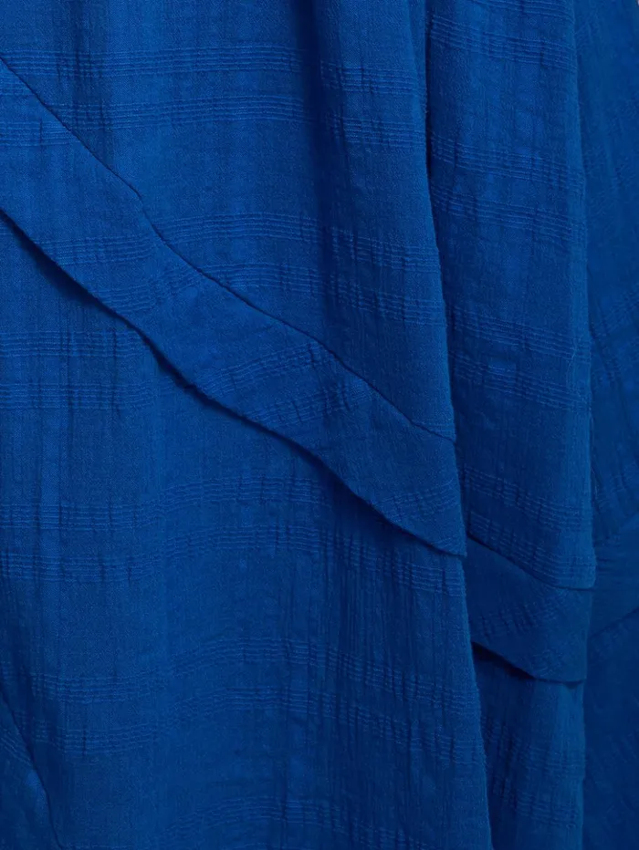 Jigsaw Textured Cotton Belted Dress Blue Women Dresses and Jumpsuits