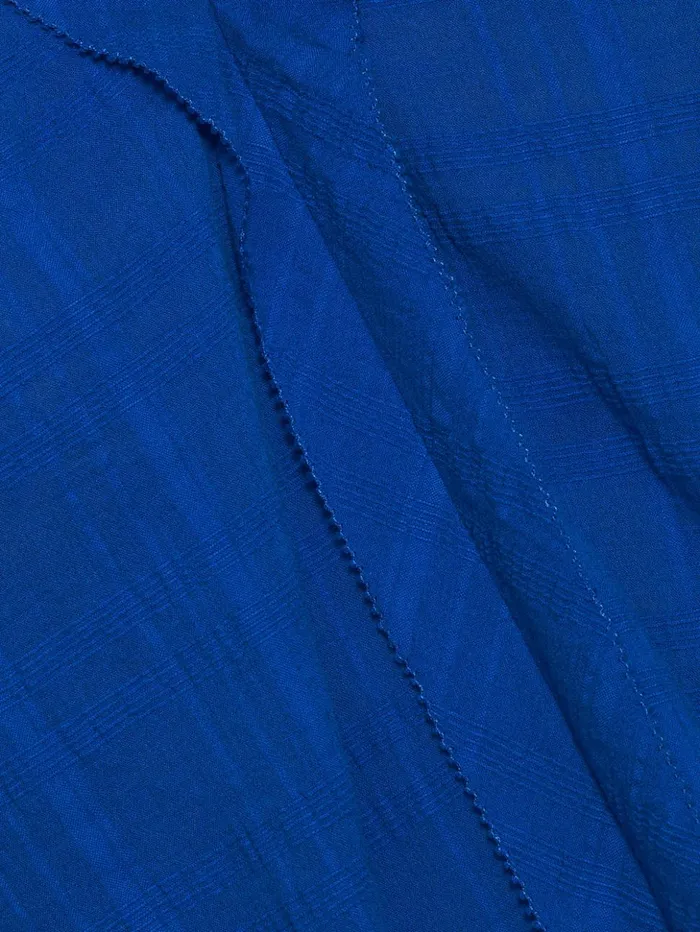 Jigsaw Textured Cotton V Neck Top Blue Women Shirts and Tops