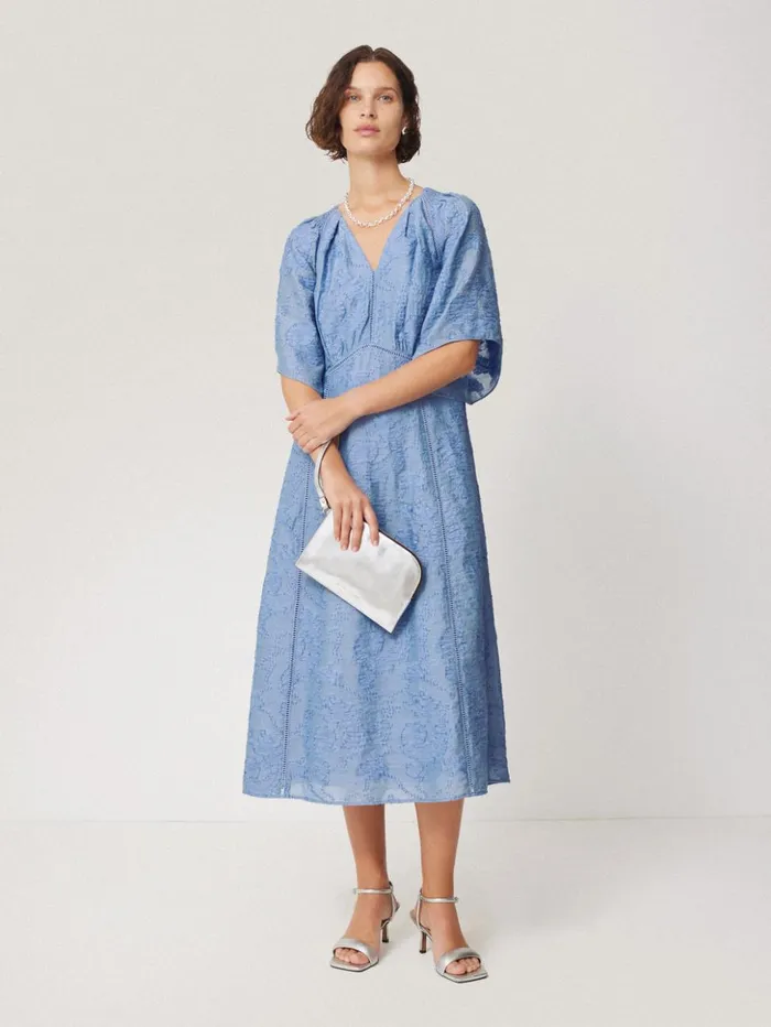 Jigsaw Textured Jacquard Dress Blue Women Dresses and Jumpsuits