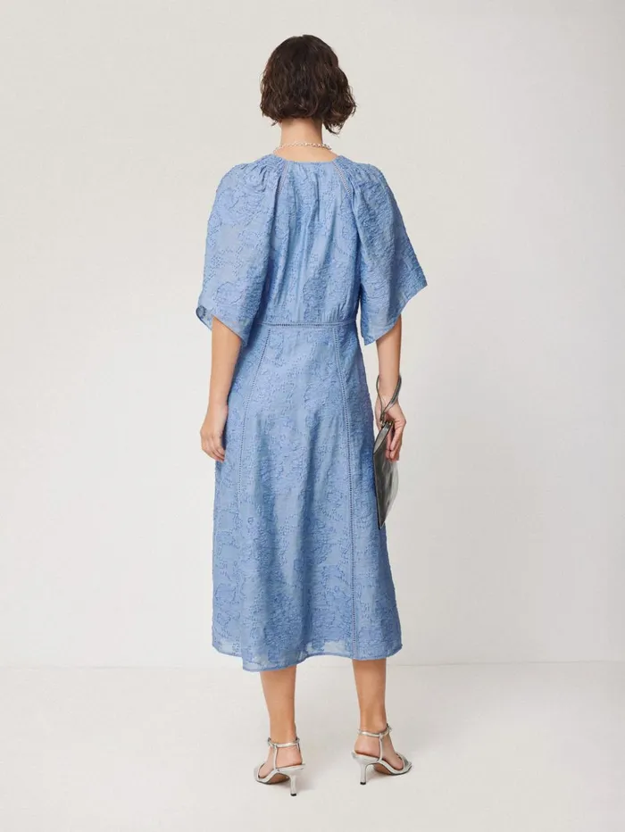 Jigsaw Textured Jacquard Dress Blue Women Dresses and Jumpsuits