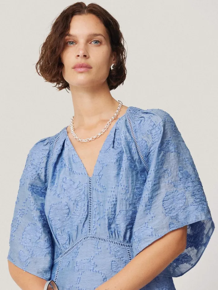 Jigsaw Textured Jacquard Dress Blue Women Dresses and Jumpsuits
