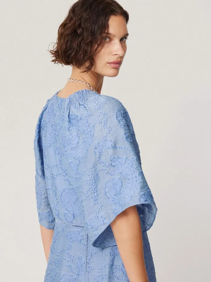 Jigsaw Textured Jacquard Dress Blue Women Dresses and Jumpsuits