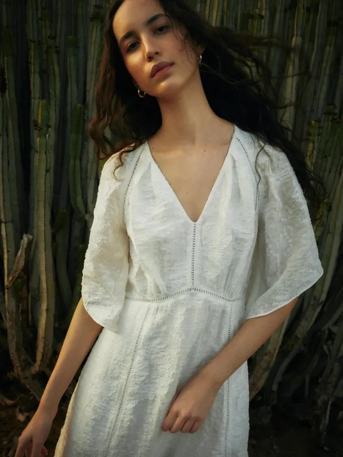 Jigsaw Textured Jacquard Dress White Women Dresses and Jumpsuits