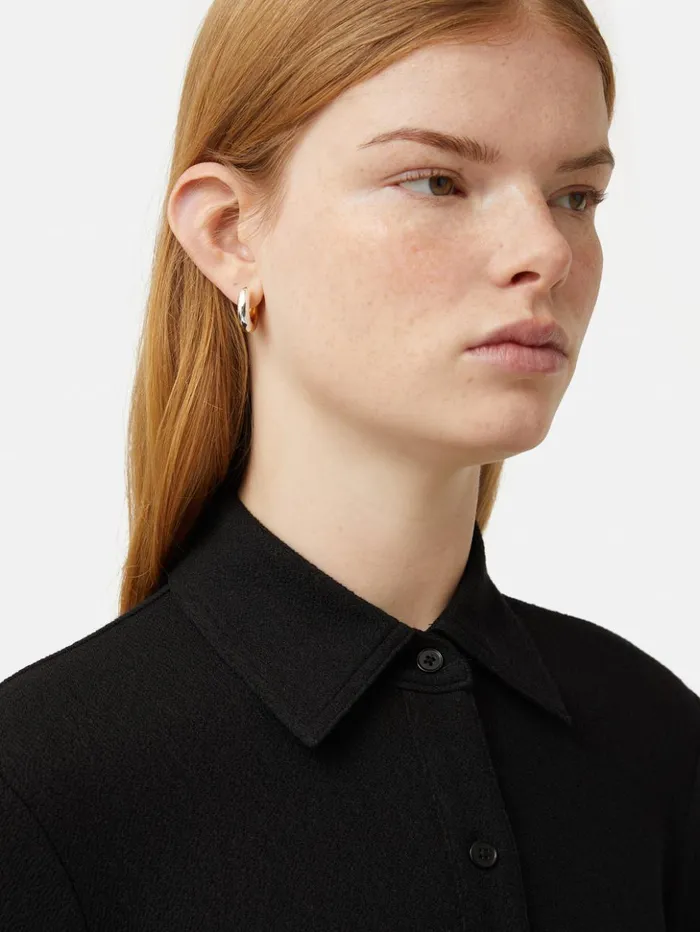 Jigsaw Textured Jersey Shirt Dress Black Women Dresses and Jumpsuits