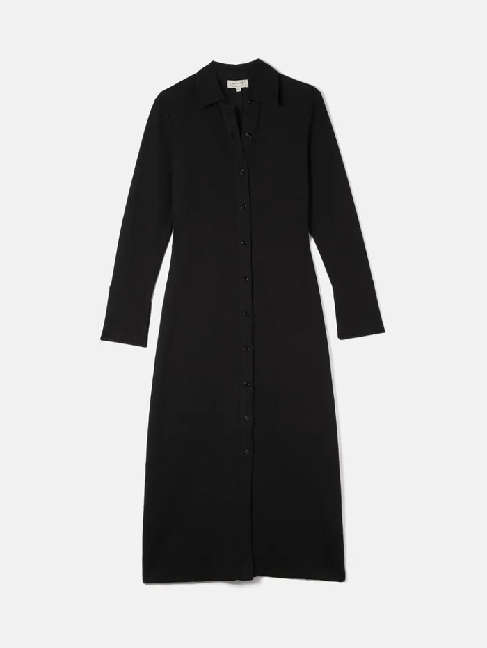 Jigsaw Textured Jersey Shirt Dress Black Women Dresses and Jumpsuits