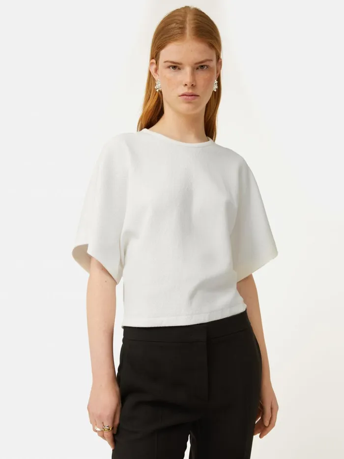 Jigsaw Textured Jersey Top White Women Shirts and Tops