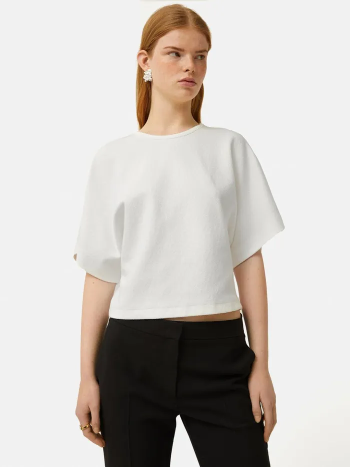 Jigsaw Textured Jersey Top White Women Shirts and Tops