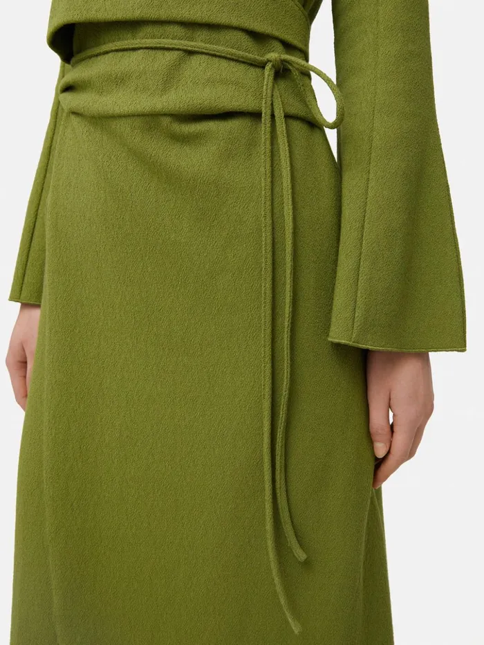 Jigsaw Textured Jersey Wrap Dress Green Women Dresses and Jumpsuits