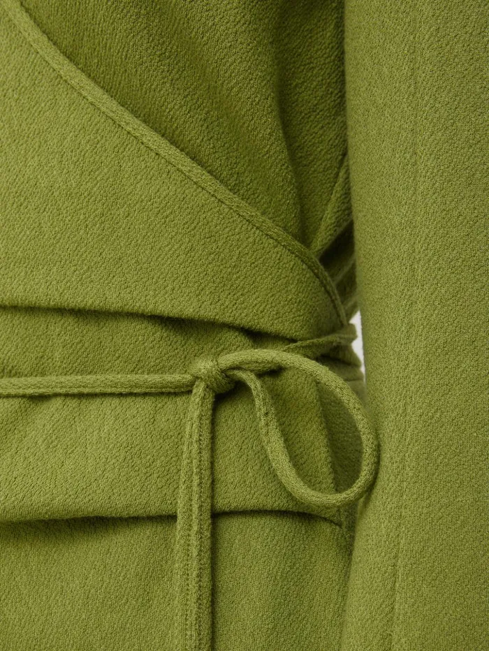 Jigsaw Textured Jersey Wrap Dress Green Women Dresses and Jumpsuits