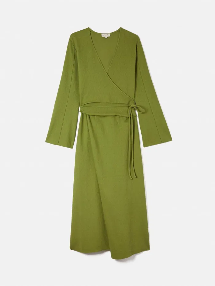 Jigsaw Textured Jersey Wrap Dress Green Women Dresses and Jumpsuits