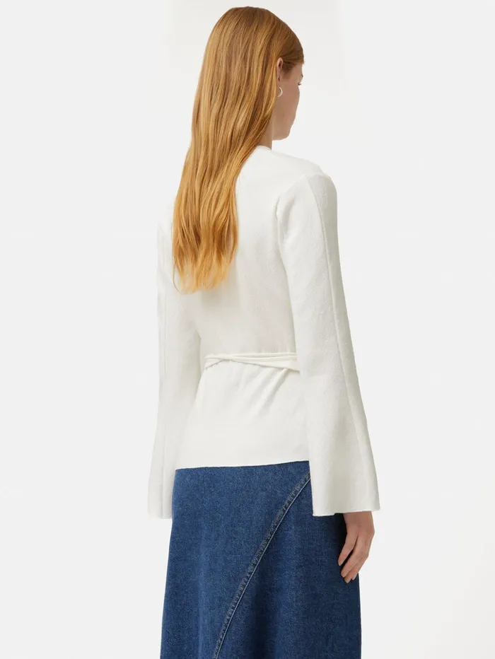 Jigsaw Textured Jersey Wrap Top White Women Shirts and Tops