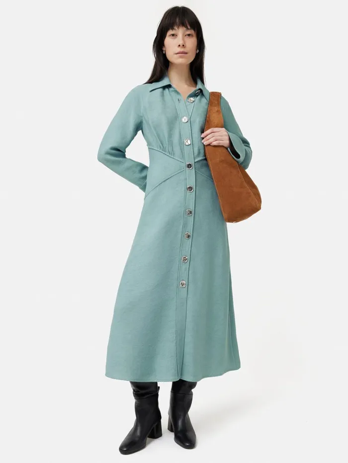 Jigsaw Textured Midi Shirt Dress Blue Women Dresses and Jumpsuits
