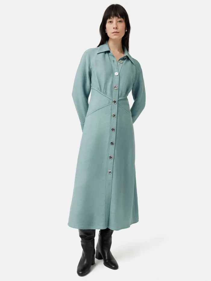 Jigsaw Textured Midi Shirt Dress Blue Women Dresses and Jumpsuits