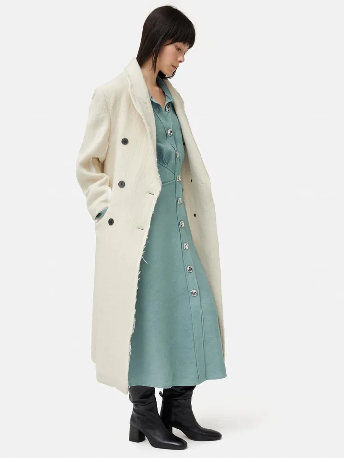 Jigsaw Textured Midi Shirt Dress Blue Women Dresses and Jumpsuits