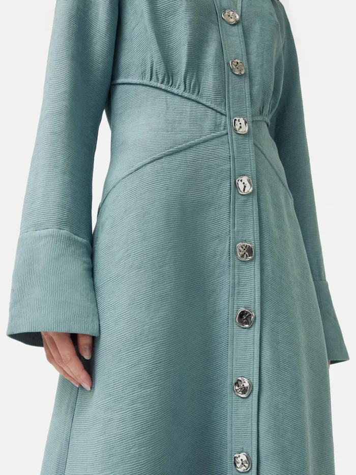 Jigsaw Textured Midi Shirt Dress Blue Women Dresses and Jumpsuits