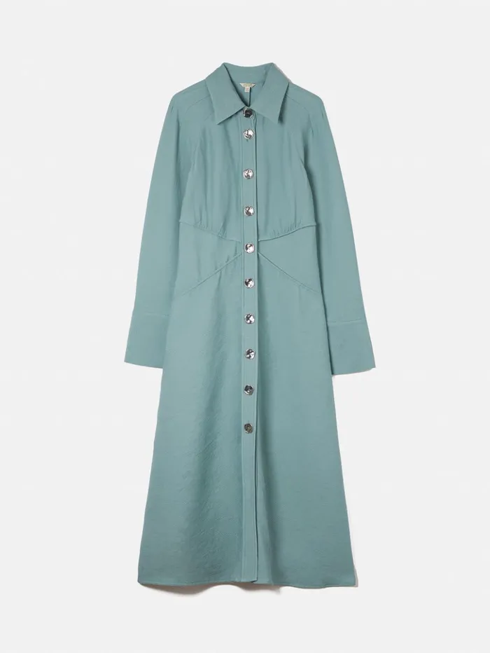 Jigsaw Textured Midi Shirt Dress Blue Women Dresses and Jumpsuits