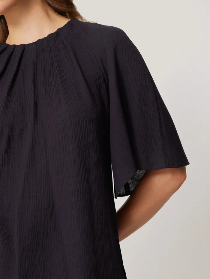 Jigsaw Textured Pleat Detail Top Purple Women Shirts and Tops