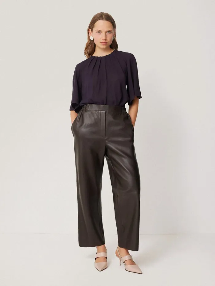 Jigsaw Textured Pleat Detail Top Purple Women Shirts and Tops