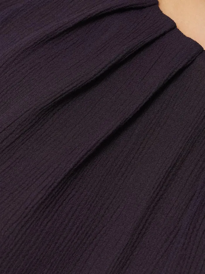 Jigsaw Textured Pleat Detail Top Purple Women Shirts and Tops