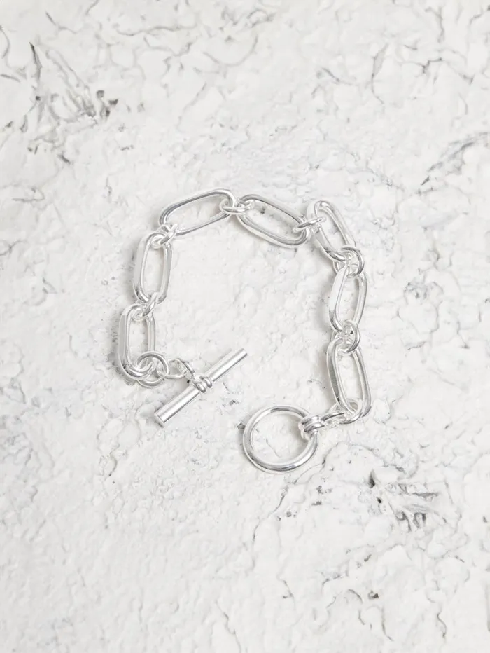 Jigsaw Trombone Link Bracelet Silver Women Jewellery