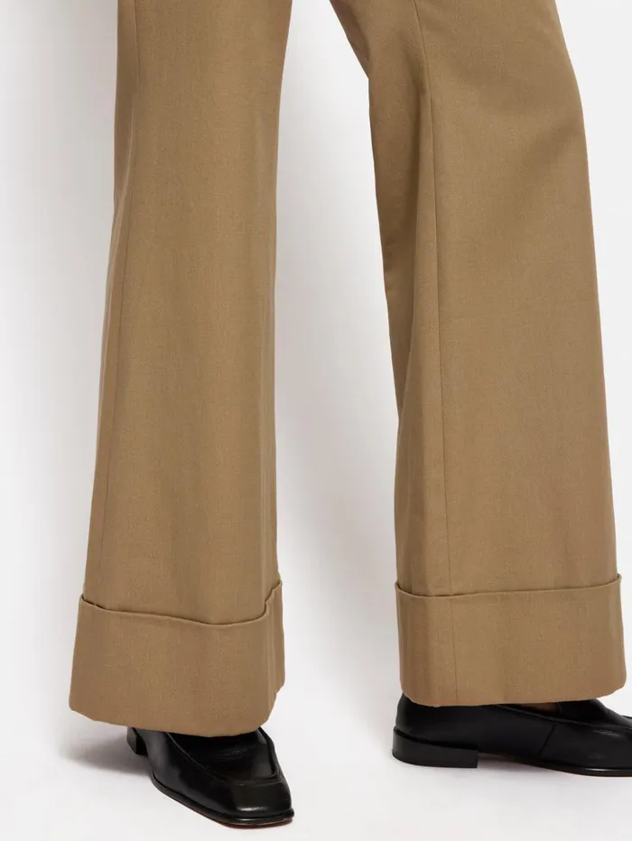 Jigsaw Turn Up Cotton Drill Trouser Stone Women Trousers