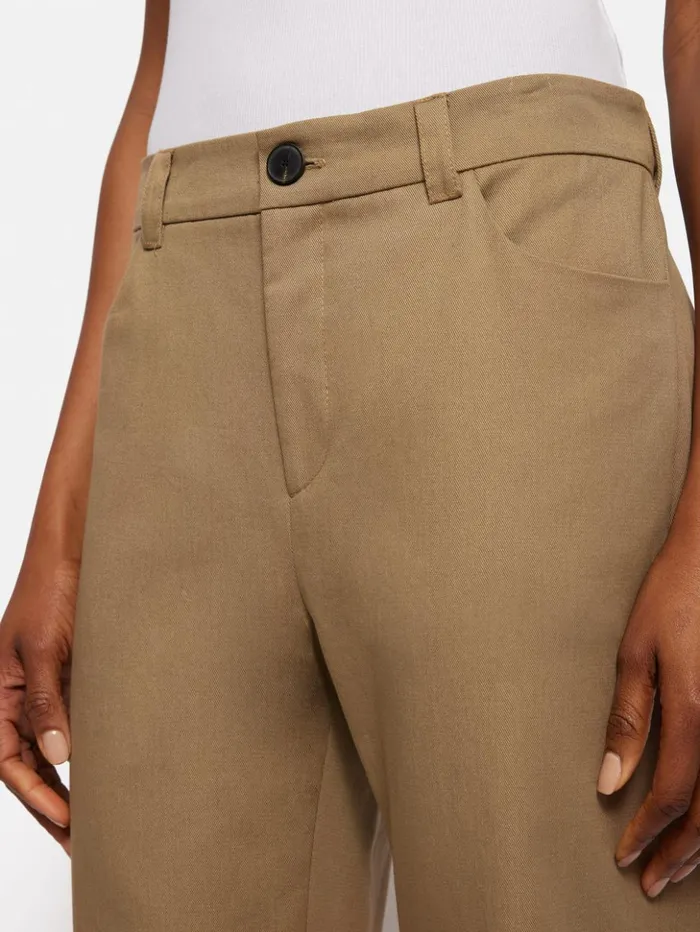Jigsaw Turn Up Cotton Drill Trouser Stone Women Trousers