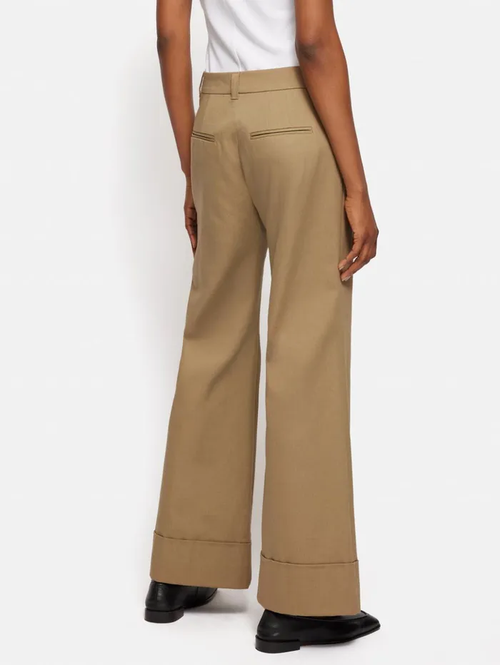 Jigsaw Turn Up Cotton Drill Trouser Stone Women Trousers