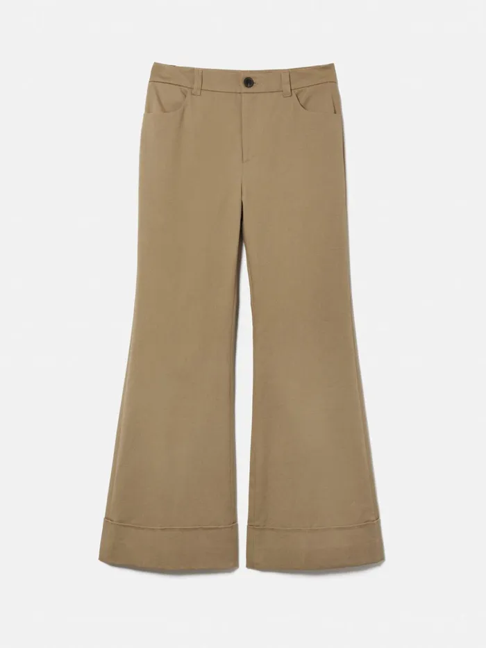 Jigsaw Turn Up Cotton Drill Trouser Stone Women Trousers
