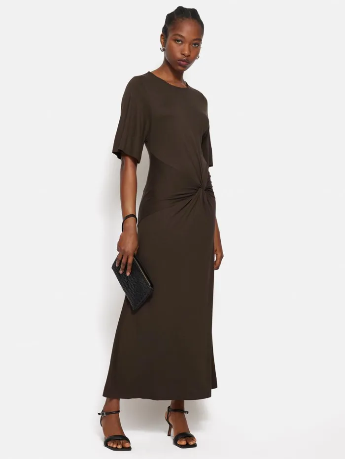 Jigsaw Twist Front Dress Brown Women Dresses and Jumpsuits
