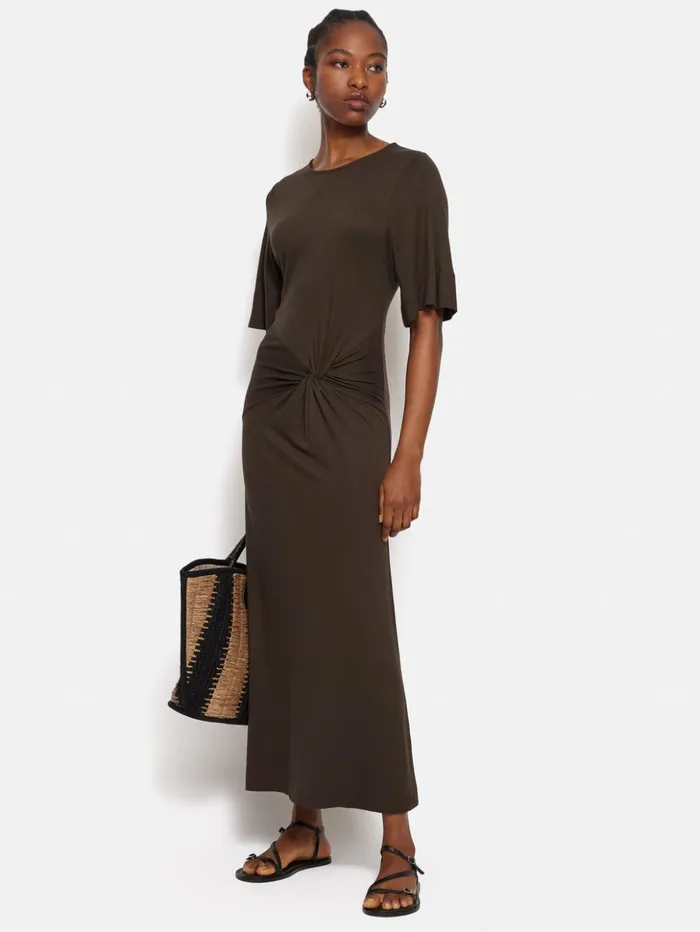 Jigsaw Twist Front Dress Brown Women Dresses and Jumpsuits