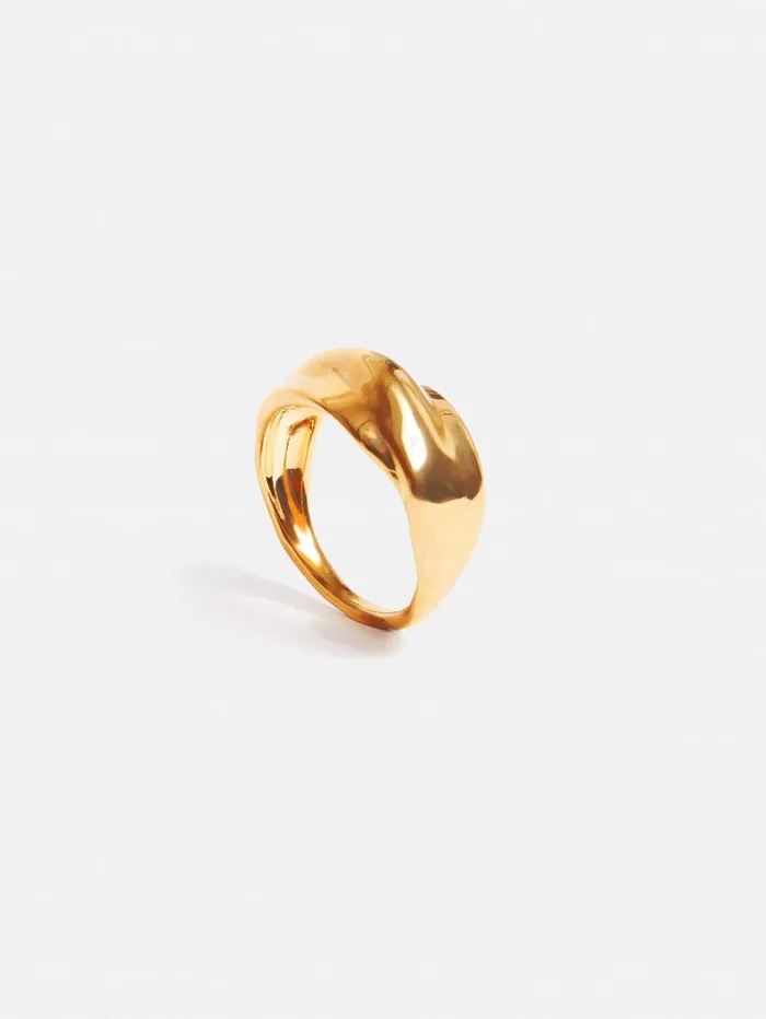 Jigsaw Twisted Metal Ring Gold Women Jewellery