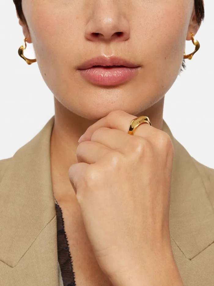 Jigsaw Twisted Metal Ring Gold Women Jewellery
