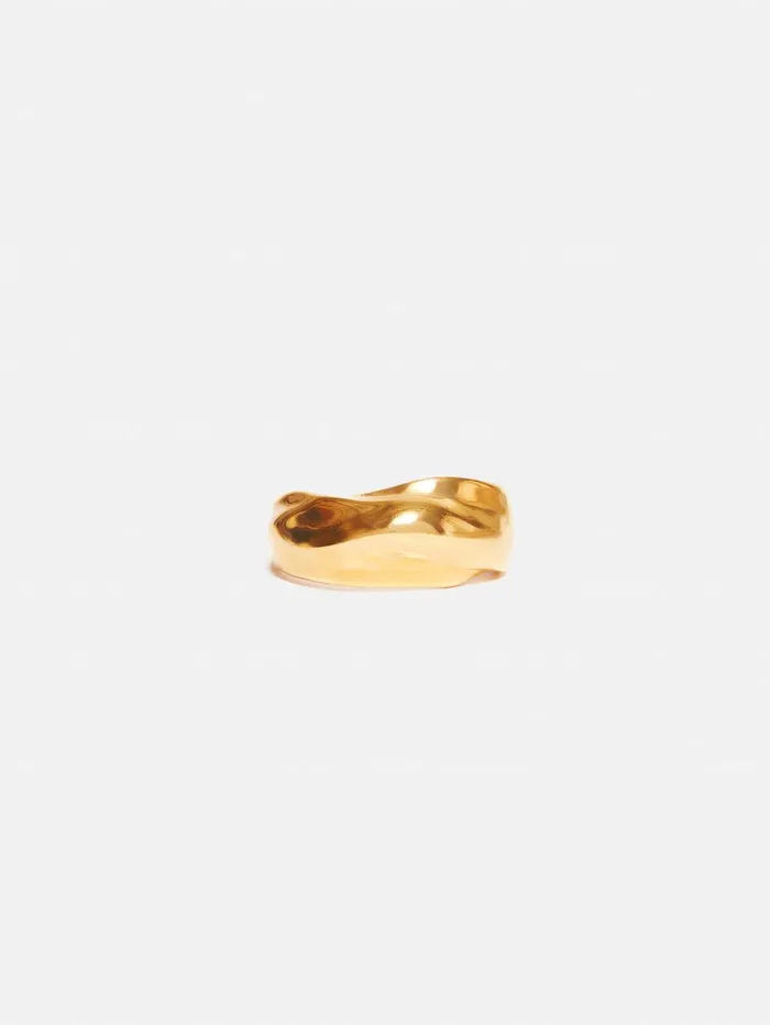 Jigsaw Twisted Metal Ring Gold Women Jewellery