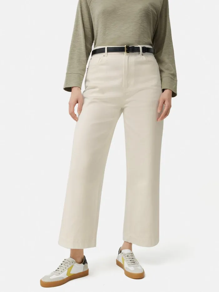 Jigsaw Tyne Wide Leg Cropped Jean Ecru Women Denim
