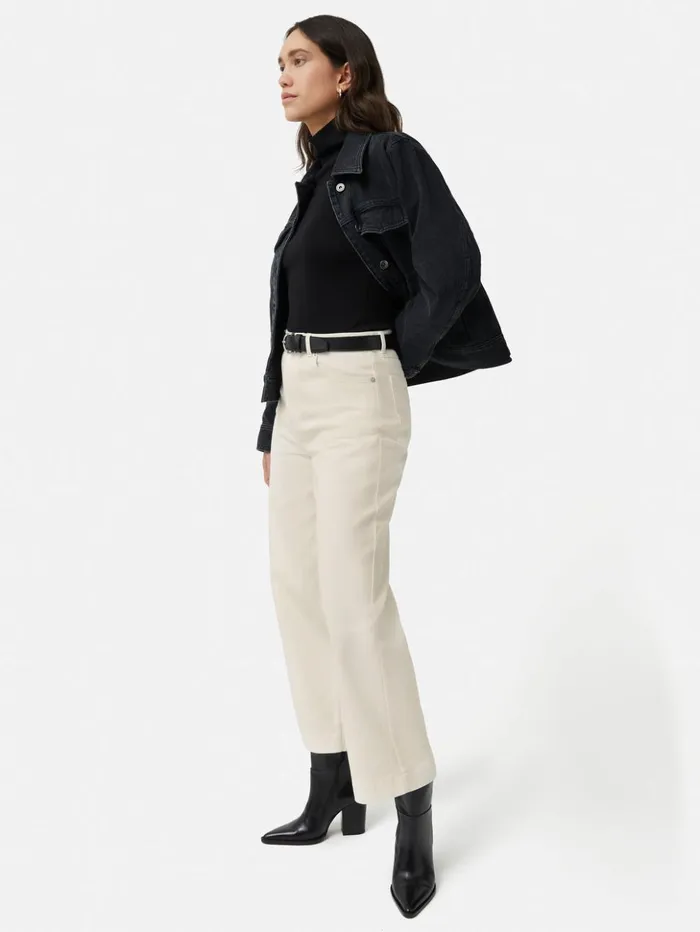 Jigsaw Tyne Wide Leg Cropped Jean Ecru Women Denim