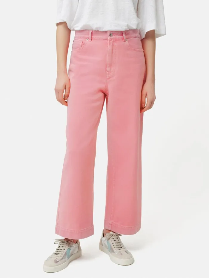 Jigsaw Tyne Wide Leg Cropped Jean Pink Women Trousers
