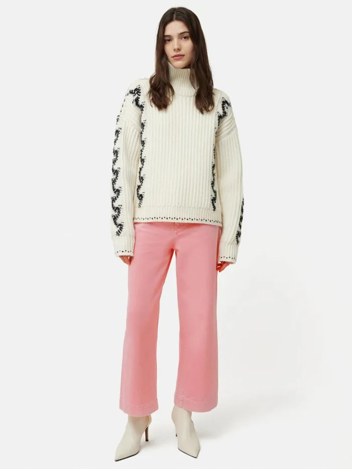 Jigsaw Tyne Wide Leg Cropped Jean Pink Women Trousers
