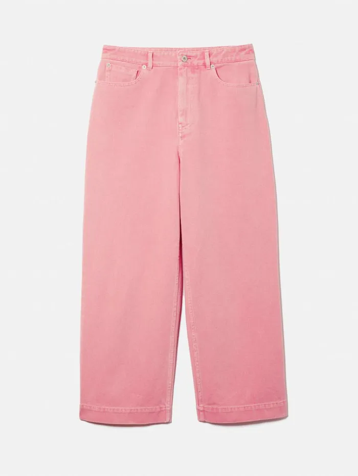 Jigsaw Tyne Wide Leg Cropped Jean Pink Women Trousers