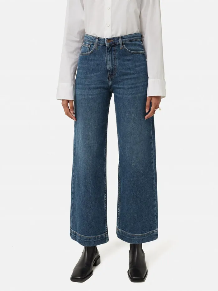 Jigsaw Tyne Wide Leg Cropped Jean Vintage Mid Blue Women Denim
