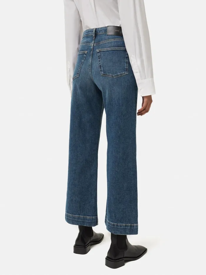 Jigsaw Tyne Wide Leg Cropped Jean Vintage Mid Blue Women Denim