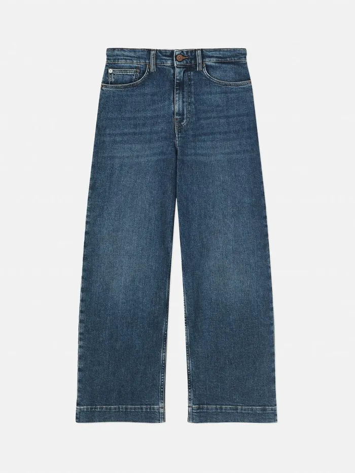 Jigsaw Tyne Wide Leg Cropped Jean Vintage Mid Blue Women Denim