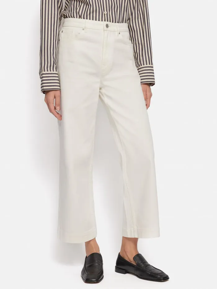 Jigsaw Tyne Wide Leg Cropped Jean White Women Trousers