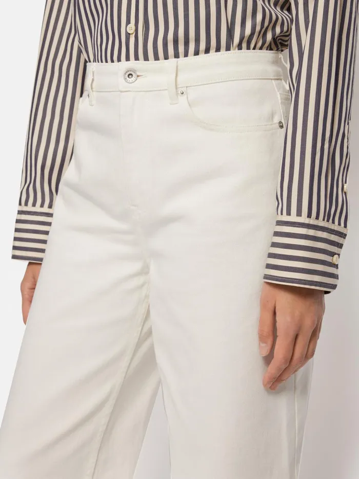 Jigsaw Tyne Wide Leg Cropped Jean White Women Trousers